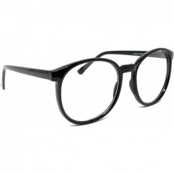 Round Nerd Glasses Classic Fashion Frame Clear Lens Square Round Rectangle - Black Round Horn Rim- Clear - CL18X560X4U $10.04