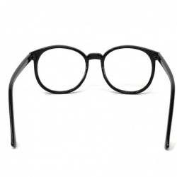 Round Nerd Glasses Classic Fashion Frame Clear Lens Square Round Rectangle - Black Round Horn Rim- Clear - CL18X560X4U $10.04