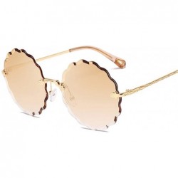 Rimless Round Sunglasses Female Flower Shaped Metal Rimless Lenses Undulation Gradient Lenses UV400 - S141 - CC18Y5D89SC $46.04