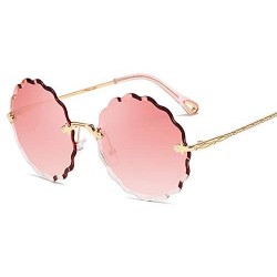 Rimless Round Sunglasses Female Flower Shaped Metal Rimless Lenses Undulation Gradient Lenses UV400 - S141 - CC18Y5D89SC $22.41