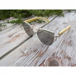 Cat Eye Bamboo Wood Sunglasses for Men and Women - Cat Eye Modern Wooden Sunglasses - Gray - CN18WMD8QAU $18.24