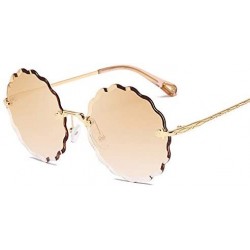 Rimless Round Sunglasses Female Flower Shaped Metal Rimless Lenses Undulation Gradient Lenses UV400 - S141 - CC18Y5D89SC $22.41