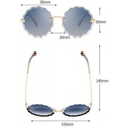 Rimless Round Sunglasses Female Flower Shaped Metal Rimless Lenses Undulation Gradient Lenses UV400 - S141 - CC18Y5D89SC $22.41