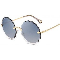 Rimless Round Sunglasses Female Flower Shaped Metal Rimless Lenses Undulation Gradient Lenses UV400 - S141 - CC18Y5D89SC $22.41