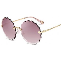 Rimless Round Sunglasses Female Flower Shaped Metal Rimless Lenses Undulation Gradient Lenses UV400 - S141 - CC18Y5D89SC $22.41