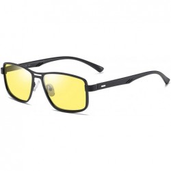 Sport Polarized Sunglasses for Men Square Metal Frame 8043 - Yellow - CY194THNWRX $11.40