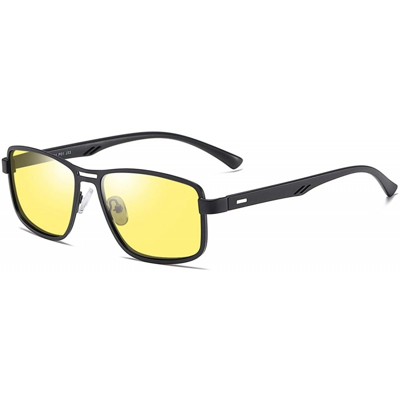 Sport Polarized Sunglasses for Men Square Metal Frame 8043 - Yellow - CY194THNWRX $11.40