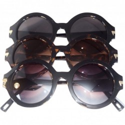 Round Retro Vintage Style Round Sunglasses- Smoke Lens/Black Frame - CT12NZOPY52 $9.19
