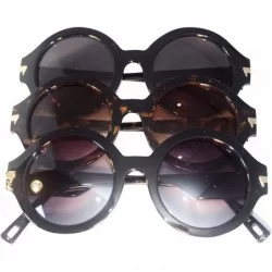 Round Retro Vintage Style Round Sunglasses- Smoke Lens/Black Frame - CT12NZOPY52 $18.14