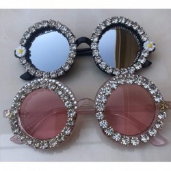 Round Round Women Sparkling Crystal Diamond Sunglasses Thick Frame - C10 - CY18XH3KGSH $19.99
