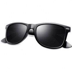 Oval Classic Retro Square Polarized Sunglasses Fashion for Driving Fishing - Shiny Black Frame / Black Lens - C918U8E603Y $20.53