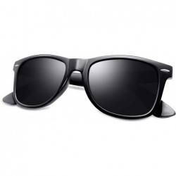 Oval Classic Retro Square Polarized Sunglasses Fashion for Driving Fishing - Shiny Black Frame / Black Lens - C918U8E603Y $11.22