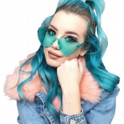 Oversized Women Fashion Heart-Shaped Shades Sunglasses Integrated UV Candy Colored Glasses - F - C1190O5WYWU $13.46