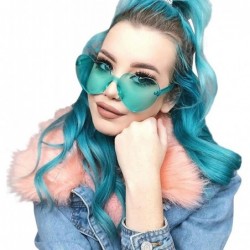 Oversized Women Fashion Heart-Shaped Shades Sunglasses Integrated UV Candy Colored Glasses - F - C1190O5WYWU $22.23