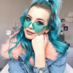Oversized Women Fashion Heart-Shaped Shades Sunglasses Integrated UV Candy Colored Glasses - F - C1190O5WYWU $13.46