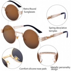 Round Steampunk John Lennon Sunglasses Gothic Vintage Retro Round for Men Women - Gold Frame/Tea Lens - CD189GUE0IA $13.18