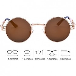 Round Steampunk John Lennon Sunglasses Gothic Vintage Retro Round for Men Women - Gold Frame/Tea Lens - CD189GUE0IA $13.18