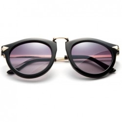 Round "Kyla" Unique Round Glasses with UV400 Flash Lenses Modern Fashion Sunglasses - Black - CI12N5JGINW $7.63