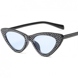 Cat Eye Luxury Cat Eye Sunglasses Rhinestone Small Sexy Women Brand Fashion Sunglasses Female Red Vintage UV400 Sunglass - CQ...