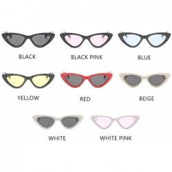 Cat Eye Luxury Cat Eye Sunglasses Rhinestone Small Sexy Women Brand Fashion Sunglasses Female Red Vintage UV400 Sunglass - CQ...