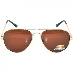 Aviator Classic Aviator Style Polarized Lens Sunglasses Color Metal Frame Spring Hinge - Brown Lens Gold Frame - C911RYF8HFB ...