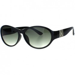 Oval Womens Luxury Oval Round Plastic Designer Fashion Sunglasses - Black Green Smoke - CD18Q90ZZ7N $9.06