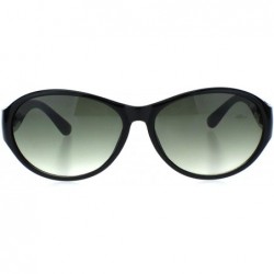 Oval Womens Luxury Oval Round Plastic Designer Fashion Sunglasses - Black Green Smoke - CD18Q90ZZ7N $9.06