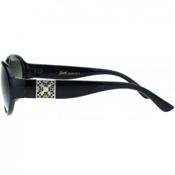 Oval Womens Luxury Oval Round Plastic Designer Fashion Sunglasses - Black Green Smoke - CD18Q90ZZ7N $9.06