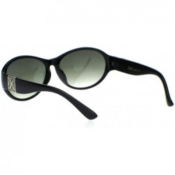 Oval Womens Luxury Oval Round Plastic Designer Fashion Sunglasses - Black Green Smoke - CD18Q90ZZ7N $9.06