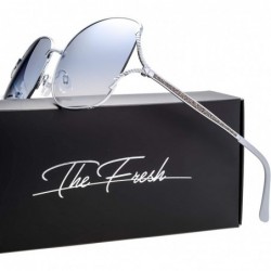Oval Classic Crystal Elegant Women Beauty Design Sunglasses Gift Box - L141-silver - C918M0TGISY $17.32