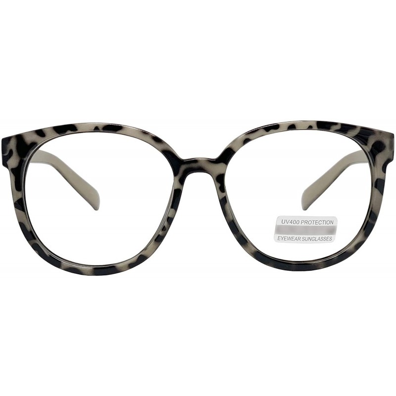 Square Oversized Big Round Horn Rimmed Eye Glasses Clear Lens Oval Frame Non Prescription - Beige Leopard 92815 - CO18ZIGHEM4...