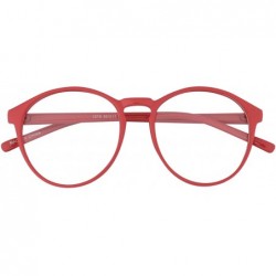 Oversized Oversized Big Round Horn Rimmed Eye Glasses Clear Lens Oval Frame Non Prescription - Red 12194 - CJ18CK6H58R $22.59