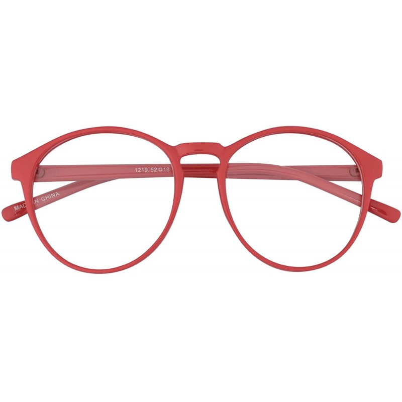 Oversized Oversized Big Round Horn Rimmed Eye Glasses Clear Lens Oval Frame Non Prescription - Red 12194 - CJ18CK6H58R $15.16