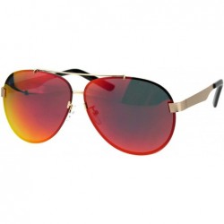 Rimless Polarized Mirror Exposed Edge Luxury Designer Pilots Metal Rim Sunglasses - Gold Red - CD18GXX6TZQ $11.47