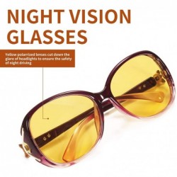 Oversized Womens Polarized HD Night Vision Sunglasses Stylish Night Driving Glasses Anti-glare Eyewear (Purple - Yellow) - C4...