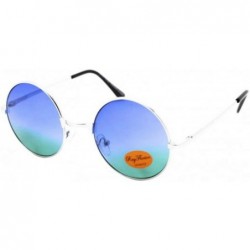 Round LENNON Round Lens Metal Sunglasses - Blue Ombre - CX199ZM2GH6 $13.99