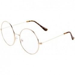 Round XL Round Oversized Eyeglasses/Clear Flat Lens Sunglasses - Gold Frame - C0185S7HCOA $7.45