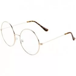 Round XL Round Oversized Eyeglasses/Clear Flat Lens Sunglasses - Gold Frame - C0185S7HCOA $19.13
