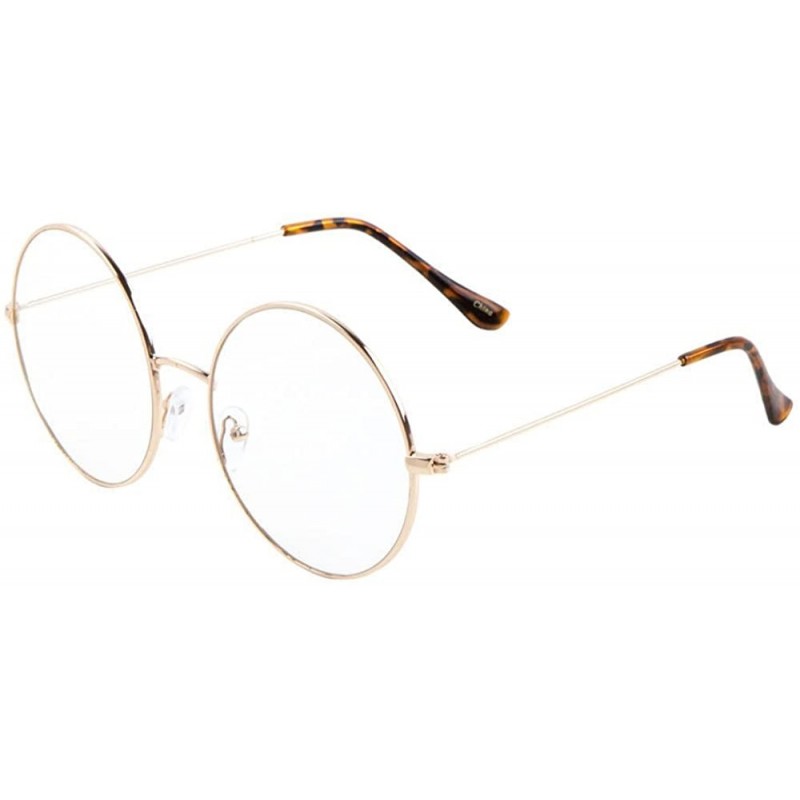 Round XL Round Oversized Eyeglasses/Clear Flat Lens Sunglasses - Gold Frame - C0185S7HCOA $7.45