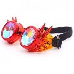 Goggle Steampunk Rave Kaleidoscope Goggles Rainbow Colorful Lenses - Red Orange(spikes) - C218HLUYXC8 $13.62