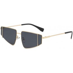 Square Unisex Small Irregular Shape Metal Frame Sunglasses Glasses Vintage Retro Style - Black - C9196SQUY9Q $10.50