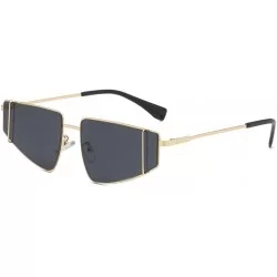Square Unisex Small Irregular Shape Metal Frame Sunglasses Glasses Vintage Retro Style - Black - C9196SQUY9Q $17.50