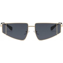 Square Unisex Small Irregular Shape Metal Frame Sunglasses Glasses Vintage Retro Style - Black - C9196SQUY9Q $10.50