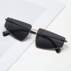 Square Unisex Small Irregular Shape Metal Frame Sunglasses Glasses Vintage Retro Style - Black - C9196SQUY9Q $10.50