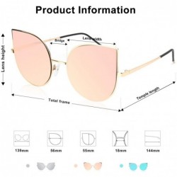 Round Cat Eye Mirrored Flat Lenses Ultra Thin Light Metal Frame Women Sunglasses SJ1022 - CR12FO5WGRH $12.41