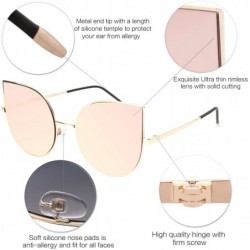 Round Cat Eye Mirrored Flat Lenses Ultra Thin Light Metal Frame Women Sunglasses SJ1022 - CR12FO5WGRH $12.41