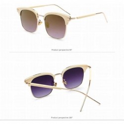 Sport Sunglasses Lady Hipster Sunglasses Round Face Personality Square Half Frame Sunglasses Male Driver Mirror - CQ18SYEEMAR...