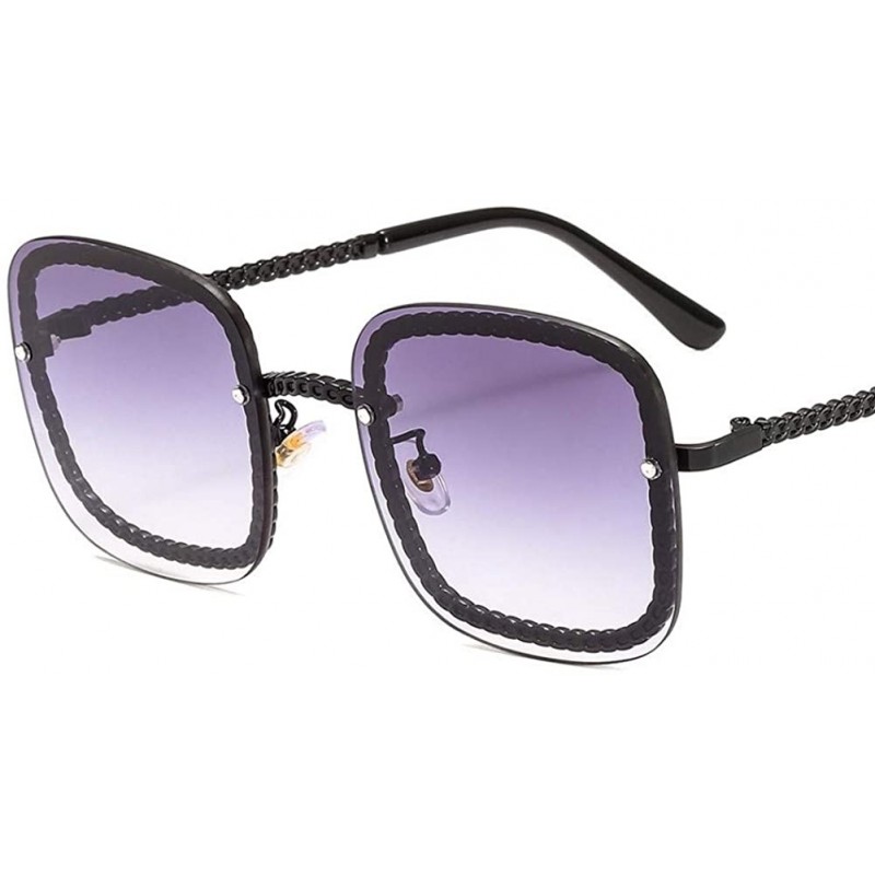 Oversized Trendy Oversized Sunglasses for Women with Chain Shaped Metal Frame Shades UV Protection - Black Grey - CA190HEON0Z...