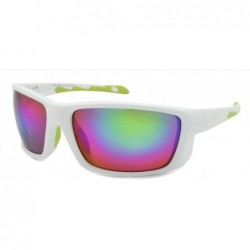 Sport Men's Full Frame Sports Sunglasses with Color Mirrored Lens 570058/REV - Matte White - CA1271CE5AB $18.34