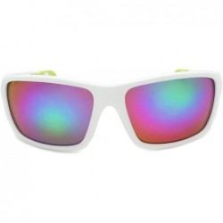 Sport Men's Full Frame Sports Sunglasses with Color Mirrored Lens 570058/REV - Matte White - CA1271CE5AB $9.92